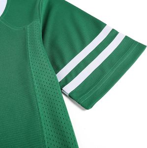 Maillot de sport vert à col en V et manches courtes avec rayures blanches, en polyester à séchage rapide, chemise décontractée pour l'été - Product Image 4