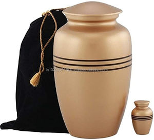 Urna de cenizas humanas de cremación para adultos de latón con tapa de rosca segura para almacenamiento seguro de cenizas a largo plazo con bolsa de terciopelo - Product Image 2