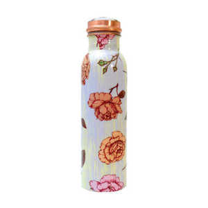 Botella de Agua de Cobre con Diseño Floral, 1L, Moderna, de Doble Pared, Ecológica, a Prueba de Fugas, Apta para Lavavajillas, Regalo Empresarial - Product Image 1