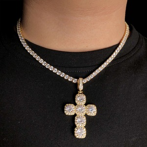 Pendentif Croix Populaire en Vente Directe, Pendentif Homme Rétro Hip-hop Entièrement Sertie de Micro-Diamants et de Zircons - Product Image 2