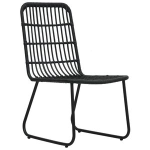 Grand ensemble de salle à manger d'extérieur empilable en polyrotin noir pour jardin - Product Image 5
