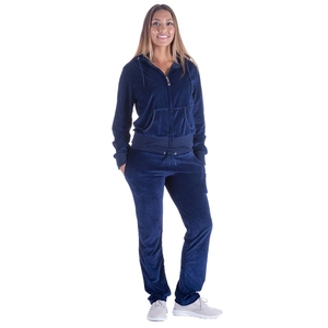 Conjunto Deportivo 2 en 1 para Mujer, Color Azul Marino, con Capucha, Cierre Completo con Cremallera, Bolsillos Laterales, Transpirable, Informal, de Invierno, 100% Algodón - Product Image 1