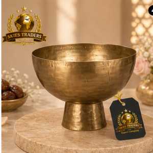 Engraved Brass Footed <b>Bowl</b> <b>Small</b> Vintage Gold Metal Fruit Dish Traditional Serving Tableware - Product Image 2