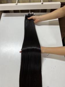 Extensiones de Cabello Humano Remy Indio, Tejido Completo, Doble Trama a Máquina, Cabello Liso Negro en Paquetes - Product Image 3
