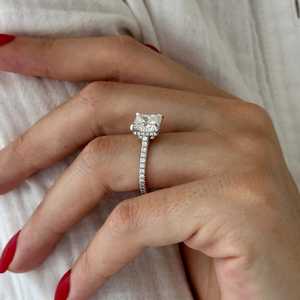 Anillo de Diamante Cultivado en Laboratorio de 3 Quilates, Corte Princesa, F VVS2, Anillo de Compromiso con Doble Halo Oculto, Certificado IGI - Product Image 5