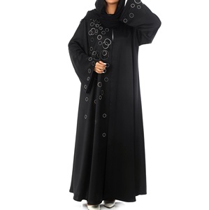 Abaya maxi décontractée pour femmes en coton et polyester avec impression personnalisée, respirante, service OEM ODM personnalisé, vêtements musulmans Abayas - Product Image 1