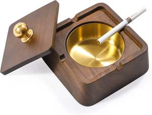 Cendrier de luxe moderne en bois brun sur mesure, le plus vendu, pour table, comptoir, voiture, maison, hôtel, restaurant, bureau - Product Image 1