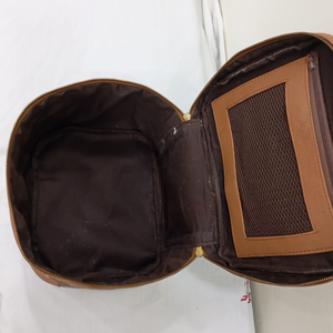 Bolsa de Cosméticos de Cuero Vacuno con Patrón de Caramelo Vintage Premium, Reutilizable, de Gran Capacidad, con Asa - Product Image 5