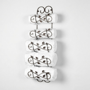 Toallero de pared de hierro forjado artesanal con diseño de calado, soporte metálico para toallas para almacenamiento en el baño y decoración de hotel al mejor precio - Product Image 1