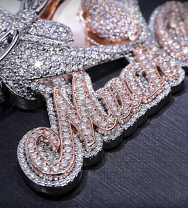 Colgante de Lujo de Moissanita con Diseño de Conejo, Collar Personalizado con Nombre, Diseño de Dibujos Animados Iced Out, Acabado en Oro Rosa, Joyería Hip Hop, Regalo - Product Image 3