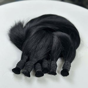 Cheveux naturels noirs lisses en vrac, double trame, cheveux humains vierges vietnamiens pour tressage, vente en gros - Product Image 2