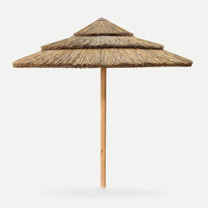 Sombrilla de Hojas de Palma Tropicales con Poste de Bambú Rústico - Parasol de 3 Niveles Tipo Tiki Hut para Jardín y Piscina - Product Image 1