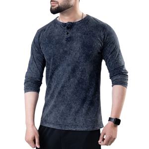 T-shirt homme 100% coton, nouvelle collection, haute qualité, coupe ample, manches longues, effet délavé à l'acide, fabrication sur mesure. - Product Image 3