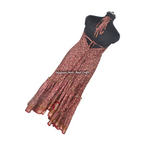 Vestido Sari de Seda Vintage Indio para Mujer, Vestido Informal sin Mangas para Mujer, Ropa de Fiesta de Primera Calidad, Elegante para Cena - Product Image 4