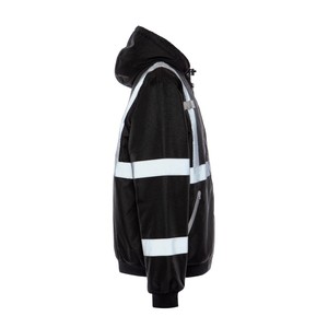 Men's High Visibility Reflective Work <b>Jacket</b> With <b>Silver</b> Stripes And Zipper Front For Safety Wear - Product Image 3