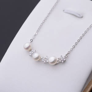 Conjunto de Cadena de Cuentas de Plata S925 con 3 Cuentas de Copo de Nieve, Accesorios de Joyería de Perlas DIY, Collar de Clavícula de Moda con Colgante 273 - Product Image 1