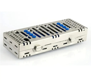 Cassette autoclave dentaire double étage en acier inoxydable réutilisable pour 8 instruments chirurgicaux, modèle Bone Bridge - Product Image 1