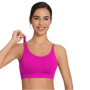 Soutien-gorge de sport pour femme, couleur unie bleu, pour yoga - Product Image 2
