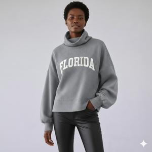 Sudadera Moderna de Cuello Alto para Mujer, Tejida, Holgada, con Tela Cómoda de Poliéster/Algodón, Logotipo Frontal, Ropa de Invierno, Servicio OEM - Product Image 6