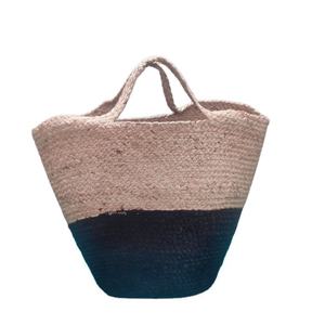 Bolso de mano de yute tejido con diseño de dos tonos y asas suaves para compras, viajes, playa, uso diario y salidas informales. - Product Image 1