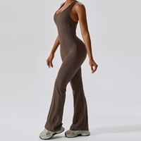 Combinaison sans manches taille haute pour femme, noire unie, col carré, longueur intégrale, effet ventre plat, coupe ajustée, en polyester, tenue de sport