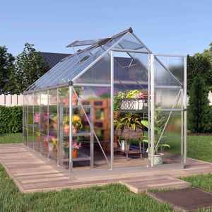 Serra in Alluminio TMG GH612 12FT X 6FT con Tetto in Policarbonato Trasparente, Sistema di Grondaie Integrato e Prese d'Aria sul Tetto - Product Image 2