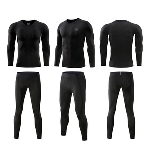 Men's 2 Piece Compression Workout Set Long Sleeve Compression Shirt Full Length Leggings Quick Dry Breathable Activewear - Product Image 6