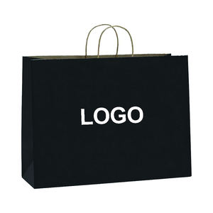 Sacs en papier kraft personnalisés avec logo, pour cadeaux, épicerie, restaurants, sacs à emporter recyclables noirs et bruns, emballages alimentaires avec poignée - Product Image 3