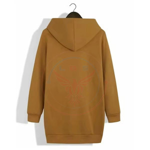 New Arrival Hot Sale Winter Solid Fleece <b>Longline</b> <b>Hoodies</b> Customized Logo <b>Wholesale</b> Cotton Blended - Product Image 2