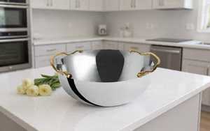 Bol en métal doré glamour, fait main, poli, plat de service pour la présentation des aliments, décoration alimentaire de mariage, bols et plateaux en métal - Product Image 4