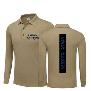 เสื้อกอล์ฟแขนยาวสีกากีสำหรับผู้ชายไซส์ใหญ่พิเศษ เนื้อผ้าเจอร์ซีย์ฝ้าย 100% น้ำหนักเบา 260 กรัม ระบายอากาศได้ดี พิมพ์ลายซิลค์สกรีน 3 มิติ - Product Image 1