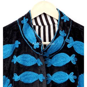 Handmade Soft <b>Velvet</b> Bohemian Floral Pattern Eco-Friendly Quick Dry <b>Women's</b> <b>Jacket</b> with Embroidery and Stripe - Product Image 4
