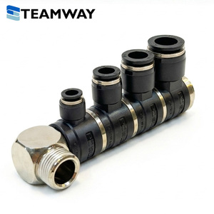TEAMWAY Modular Pneumatic Manifold Block <b>Quick</b> Fitting, Rotary Multi Tube Hose <b>Connector</b> Air Push in Joint Adapter - Product Image 1