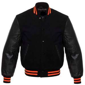 Veste de baseball Varsity pour homme en laine bleue avec manches en cuir véritable blanc – Vente en gros - Product Image 1