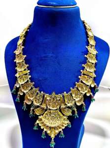 Conjunto de Collar de Oro Sólido de 22K |   Joyería nupcial india tradicional, artesanal y antigua, disponible en ORO/PLATA/BRONCE - Product Image 3