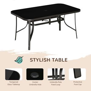 Set da Pranzo per Esterni in 8 Pezzi con Ombrellone Regolabile, Tessuto ad Asciugatura Rapida, 6 Sedie in Grigio - per Ospedali - Product Image 4
