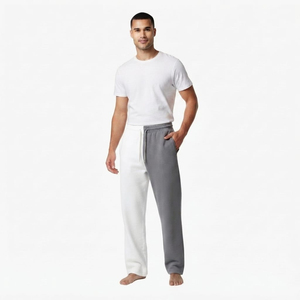 Pantalon de jogging personnalisé pour homme en molleton de coton, color block, avec cordon de serrage à la taille, couleur unie - Product Image 2