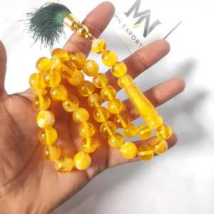 Vente en gros de tasbih musulman de haute qualité, 12 mm, 33 perles en résine ambre, respectueux de l'environnement, perles de prière islamiques - Product Image 6