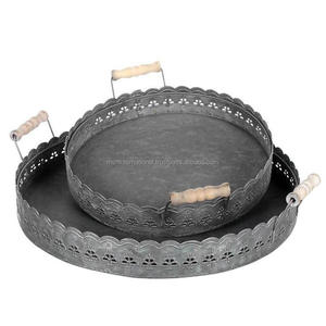 Plateaux de service à chocolat argentés en métal galvanisé personnalisé Plateau de stockage de fruits pour aliments de service avec métal - Product Image 1