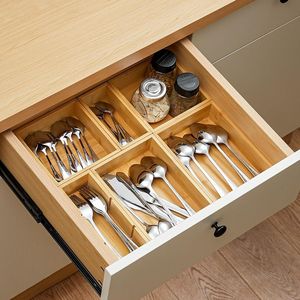 Ensemble de 9 organiseurs de tiroirs en bambou pour cuisine, maquillage, bureau, rangement de thé, couverts et ustensiles - Product Image 5