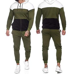 Chándal con capucha para hombre, sudaderas con capucha de 2 piezas, pantalones de chándal, conjuntos de chándal para gimnasio, chándales, ropa deportiva de Color contrastante para adultos - Product Image 2