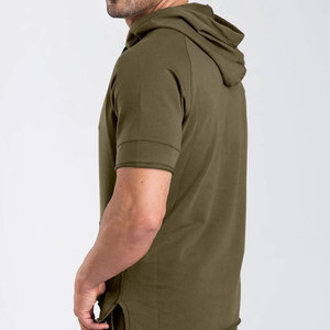 Conjunto de Camiseta con Capucha Verde Oliva para Hombre, Manga Corta, Informal, para Verano, 100% Algodón Tejido, Transpirable, Estilo Urbano, 210grm - Product Image 4