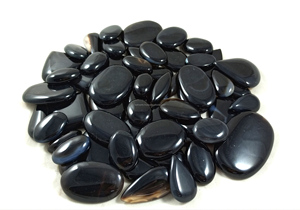 Lot en gros de cabochons en onyx noir de haute qualité, pierres naturelles ovales et rondes à facettes, à dos plat, pour bijoux, bagues et pendentifs - Product Image 2
