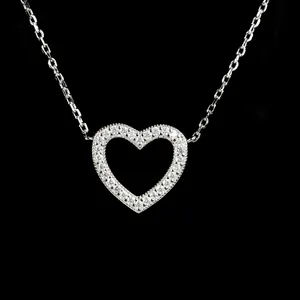 Pendentif Cœur en Moissanite Taille Princesse 1/2 CTW en Argent Sterling avec Chaîne à Maillons de 18 Pouces, Bijou Romantique pour Femme, Mariage et Fiançailles, Tishya - Product Image 1