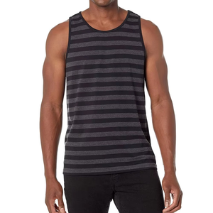 Camiseta sin mangas a rayas para hombre al por mayor, chaleco casual de verano, ligero, transpirable, estilo urbano, top de gimnasio a la moda - Product Image 5