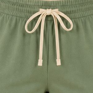 Olive Green And Cream Women Two Piece Shorts Set Square Neck Button <b>Top</b> Football Print Casual Summer Cotton Lounge Wear Outfit - Product Image 6
