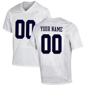 White V-Neck American Football Jersey With Navy Blue 00 Number Mesh Breathable Short Sleeve Men's Athletic Top - Product Image 5