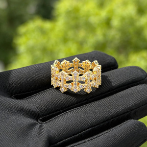 925 <b>Sterling</b> <b>Silver</b> Moissanite Cross <b>Ring</b>, Geometric Statement Jewelry, Wholesale Luxury <b>Ring</b> for Women & <b>Men</b> - Product Image 1