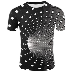 T-shirt à manches courtes pour homme, motif géométrique, impression numérique, col rond, coupe classique, style décontracté, tricoté en polyester - Product Image 2