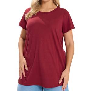 Camiseta de Manga Corta para Mujer, Color Sólido, Estilo Casual, Cuello Redondo, Algodón, Verano, Venta al Por Mayor, OEM, Moda, Tendencia - Product Image 1